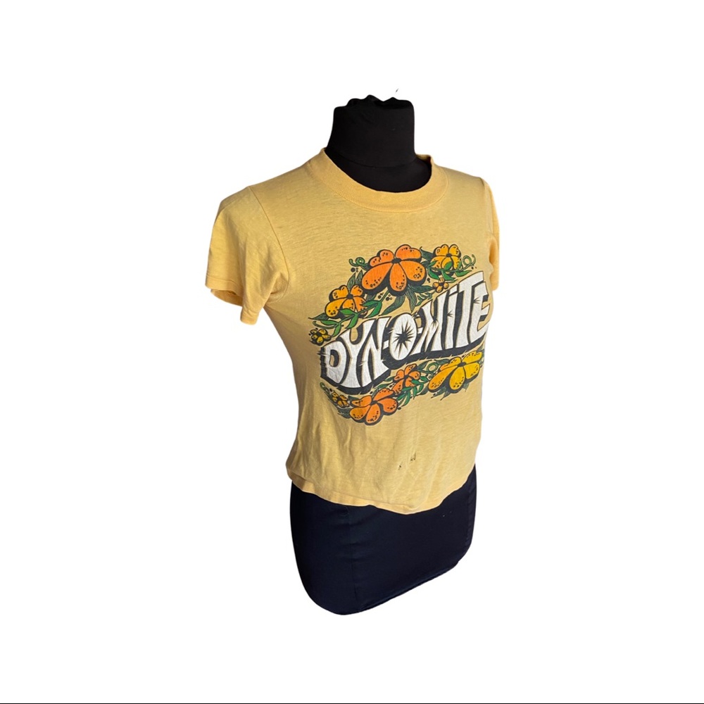 Vintage 70s yellow Dyn-O-Mite t shirt rare - Picture 2 of 5